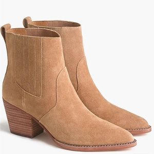 J. Crew Western Boots in Tan Suede